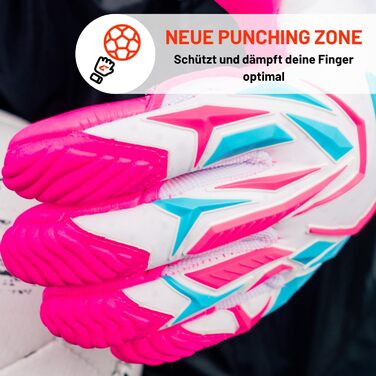 Воротарські рукавички CATCH&KEEP Profi для дорослих - максимальне зчеплення - преміум модель - футбол - Octopus Grip (ViVor Wild Pink, 12)