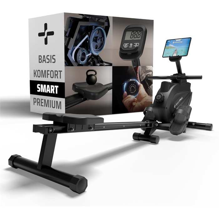 Гребний тренажер SportPlus для дому, складаний, з тихою магнітною системою гальмування, комп'ютером для тренувань, для дому, фітнес-обладнання, сумісний з додатками (Smart)