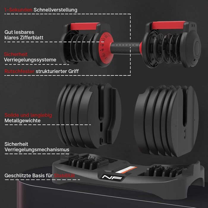 Регульовані гантелі 24 кг з антиковзним покриттям для фітнесу та тренувань вдома