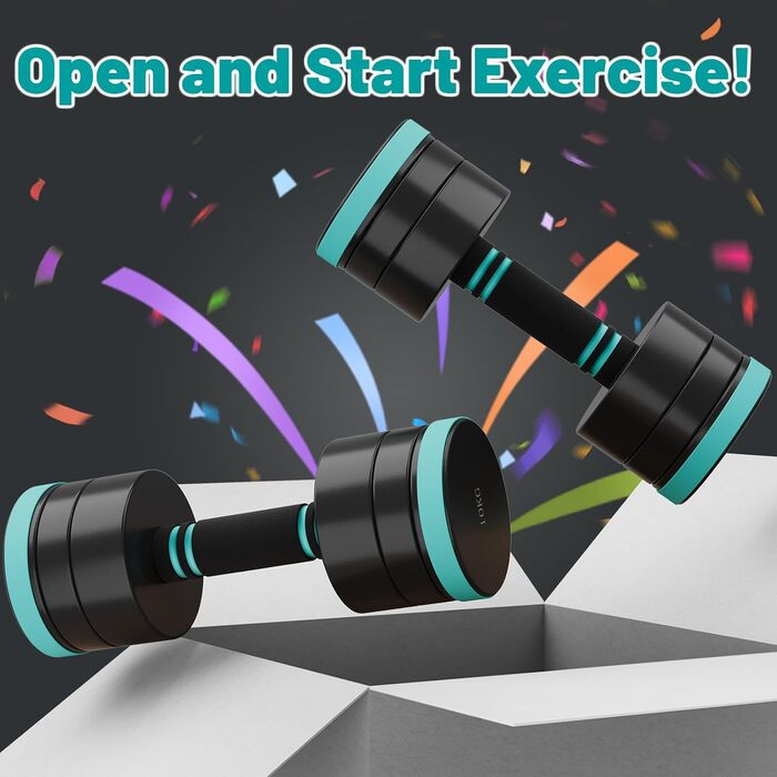 Набір гантелей Dripex, регульовані гантелі 2 шт. зі сталі, вага 2.5 кг x 2, 5 кг x 2, 10 кг x 2, короткі гантелі для дому (2 x 10 кг)
