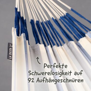 Гамак LA SIESTA® Brisa: ручної роботи з Колумбії, 160 см, для дому та відпочинку на природі (Sea Salt, для двох, з кріпленням до дерева/стовпа)