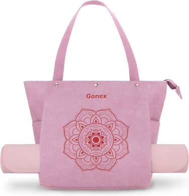 Сумка для йога-мату Gonex, Canvas водонепроникна сумка-тоут для пілатесу, фітнесу, подорожей, офісу, рожева