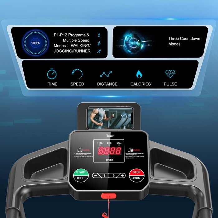 Складний біговий тренажер для дому NV-1026 з LED-дисплеєм та 12 програмами тренувань, 14 км/год