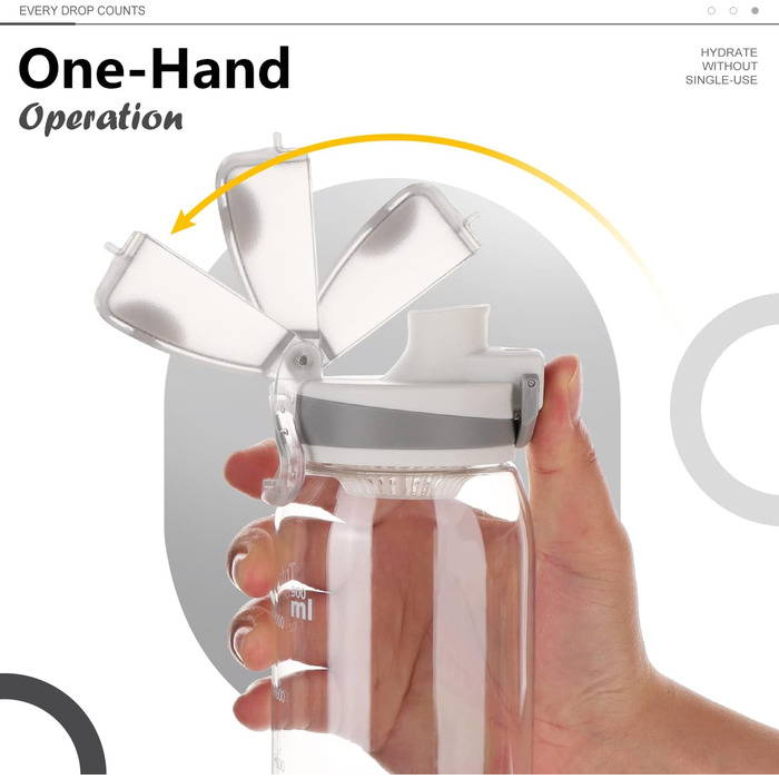 Спортивна пляшка для води Opard 900 мл з герметичним кришкою, без BPA, Tritan, для фітнесу (блакитно-сірий градієнт), швидке пиття, прозора