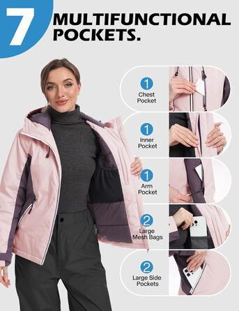 Жакети GEYSE Daen: водонепроникні, вітронепроникні, ізольовані, для сноуборду та лижного спорту (світло-рожевий, темно-ліловий)