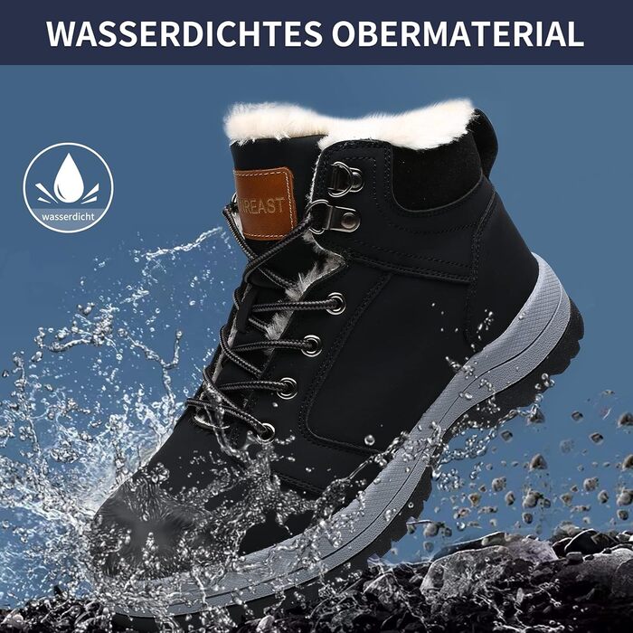 Зимові чоботи Visionreast: водонепроникні трекінгові чоботи для жінок та чоловіків, чорні, 43 EU