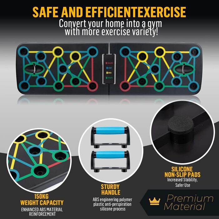 Відкидна дошка для віджимань 17-в-1, портативна, для дому та фітнес-тренувань, з ручками, для розвитку м'язів