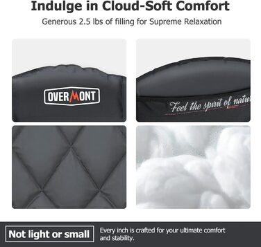 Овермонт: Обігрівальний XL стілець для кемпінгу, дорослий – складаний стілець, ідеальний для зимових походів, кемпінгу та риболовлі (Чорно-сірий)