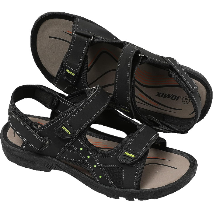 Чоловічі сандалі JOMIX для активного відпочинку та подорожей, на липучках, чорні (45 EU)