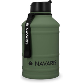 Navaris спортивна пляшка 2,2 л із нержавіючої сталі, темно-зелена, BPA-free, для води, спортзалу та фітнесу