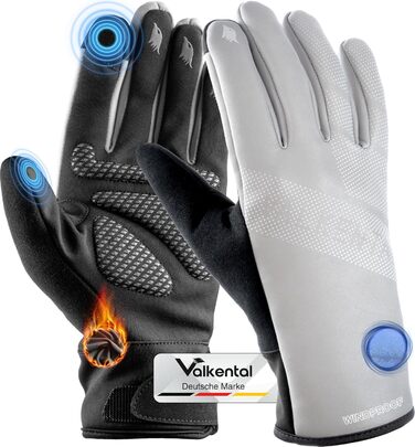 Водонепроникні велосипедні рукавички Vakenta® з ізоляцією 3M | З малюнком та зчепленням | Зимові та перехідні рукавички [для чоловіків та жінок] з функцією сенсорного екрану - GoRider. Час переходу (до 6°C, 2-шарові) (Повністю світловідбиваючі/Срібні, XXL