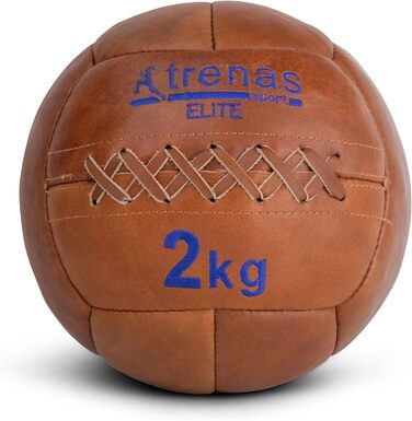 Медичний м'яч зі шкіри Trenas Elite 2 кг, оригінальний шкіряний м'яч для фітнесу та реабілітації