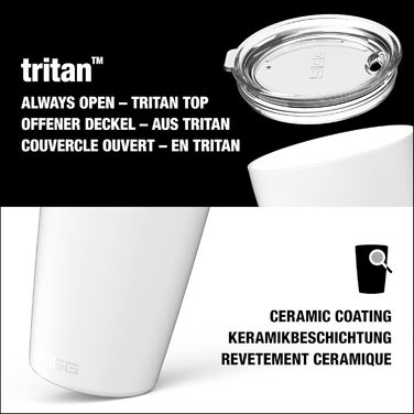 Термокружка SIGG Neso Pure Ceram 0,4 л, біла, з кришкою Tritan, з нержавіючої сталі 18/8, легка, BPA-free, для кави, підходить для посудомийної машини
