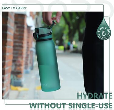 Спортивна пляшка для води Opard 900 мл з герметичним кришкою, Tritan, без BPA, для фітнесу (блакитно-сірий градієнт), швидке пиття