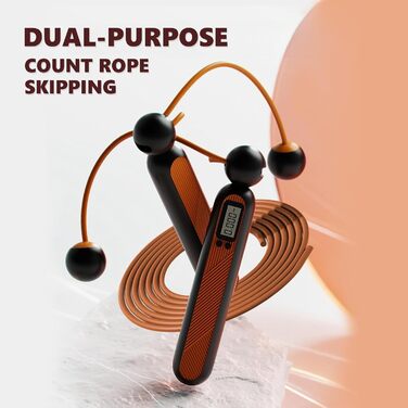 Стрибкове канат Flintronic з лічильником, регульований, з підшипниками та неслизькими ручками, інтелектуальний, з вагами для тренувань, фітнесу, боксу (#4 Orange)