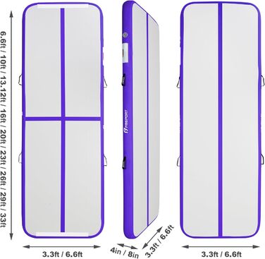 FBSPORT Airtrack Matte - килимок для гімнастики та йоги, 10/20 см, з насосом та сумкою