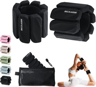 Важільки для ніг та рук BECOJADDE: комплект 2 шт (0.45 кг / 0.9 кг) для кардіотренувань, бігу, ходьби та силових вправ (чорний)
