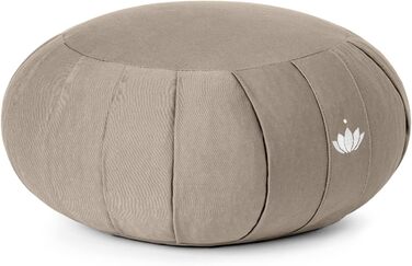 Подушка для медитації Lotuscrafts Zafu - 15 см, з наповнювачем з пшениці, бавовна органічна, GOTS сертифікат, вишивка (світло-бежевий)