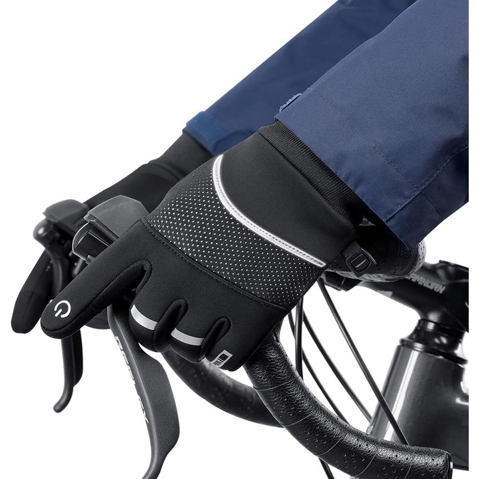 Велосипедні рукавички зимові для чоловіків та жінок, водонепроникні, сенсорні, неслизькі, вітрозахисні, для їзди на велосипеді, бігу та катання на лижах, сірі L