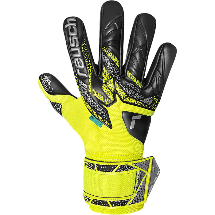 Воротарські рукавиці Reusch Profi Attrakt Gold X NC - професійні, для тренувань та ігор на траві та штучному покритті, жовто-срібно-чорні