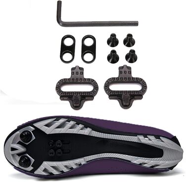 Велотуфлі для чоловіків та жінок MTB, Radsport, Mountainbike, кросівки, дихаючі, outdoor, вело, spin, білі (39 EU, фіолетовий)