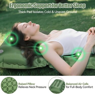 Isomatte самонадувна туристична, килимок для кемпінгу Ultraleicht з помпою та подушкою, водонепроникний, для відпочинку на природі