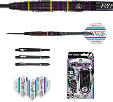 Дротики WINMAU Simon Whitlock 85% Pro-Series 22г з оперенням і стрижнями, професійний набір для дартсу