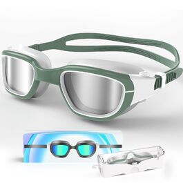 Поляризовані окуляри для плавання, антизапітніння, захист від сонця, для дорослих та підлітків, чоловічі та жіночі, зелено-срібні