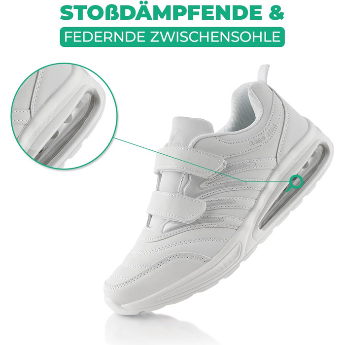 Кросівки для бігу Fusskleidung® жіночі/чоловічі, білі, розмір 46 EU, амортизація, легкі спортивні