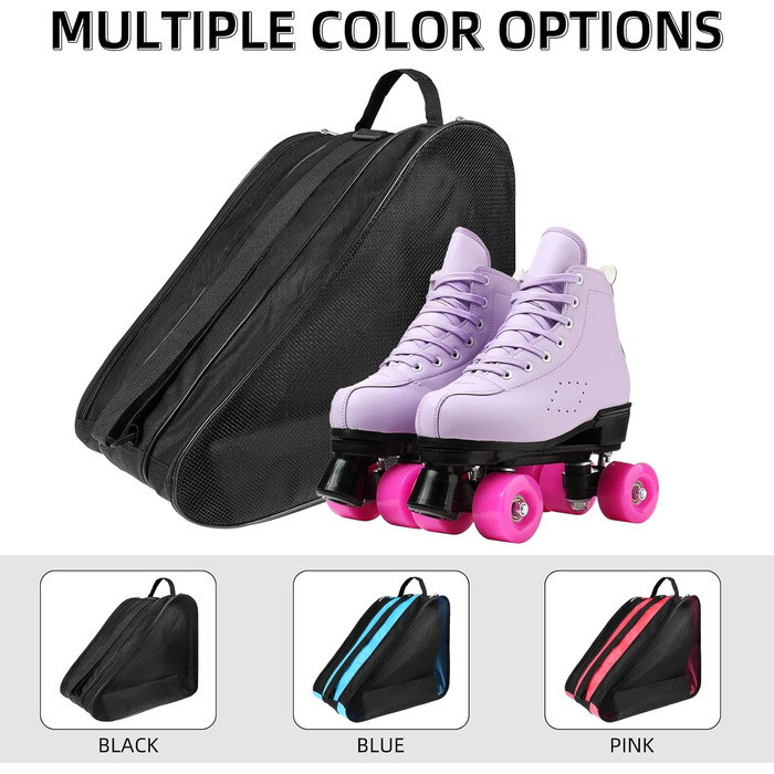 Сумка для роликових ковзанів для дітей, чорна. Зручні ручки та регульовані ремені. Ідеальна для хокею та фігурного катання.