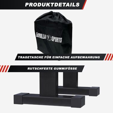 Ручки для віджимань Gorilla Sports® (2 шт) дерев'яні/сталеві, до 300 кг, з сумкою - для калістеніки, парних віджимань, стійки на руках