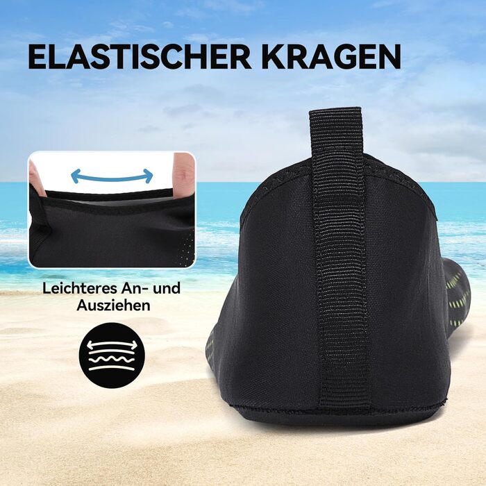 Водні черевики для жінок та чоловіків: зручні та швидковисихаючі аквашузи для плавання, пляжу та серфінгу. Антиковзкі, унісекс, розмір 40 EU, колір: зелений (зоряне небо)