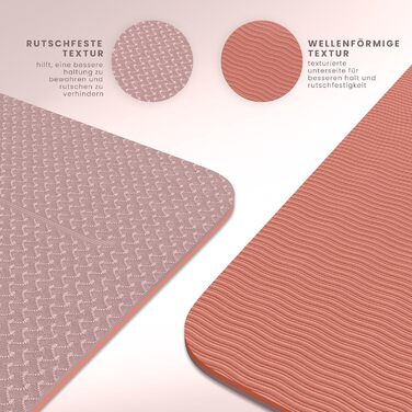 Йога-килимок Yogii 6 мм, протиковзкий TPE килимок для йоги, пілатесу та фітнесу з лініями розмітки, Nude / Старорожевий