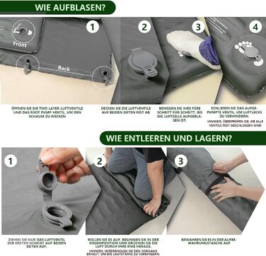 Кемпінговий килимок HiiPeak Isomatte R-Wert 9,5 з подушкою, ізольований, для зими та літа, зручний для кемпінгу, відпочинку на природі, піших прогулянок та наметів (сірий)