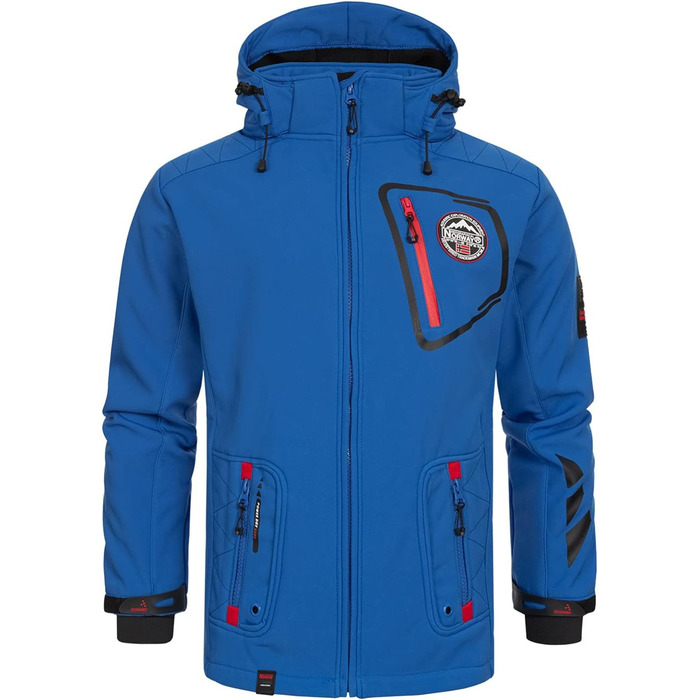Чоловіча тактична куртка Geographical Norway Tacebook водонепроникна та дихаюча з капюшоном, демісезонний outdoor піджак для походів та гір, королівський синій, розмір L