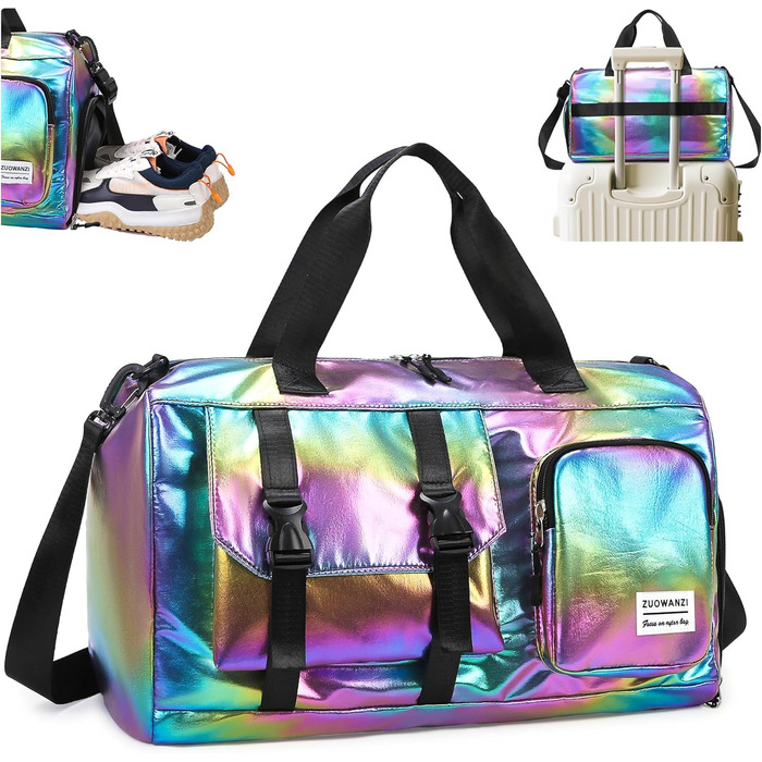 Спортивна сумка Tokeya для жінок: водонепроникна, з відділенням для взуття та мокрою білизною. Легка, складна, ідеальна для занять спортом, фітнесом, подорожами (Чорний)