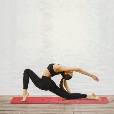 Йога-мат Yoga World Alignment, нековзкий TPE, екологічний, 183×66 см, для пілатесу та домашніх тренувань