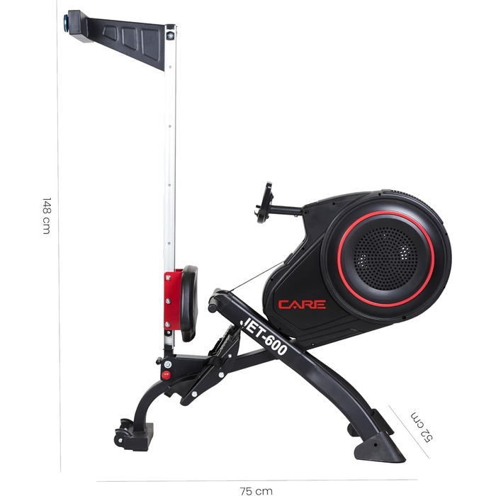 Гребний тренажер Care Fitness Jet 600-2 Care Connect, чорний, складаний