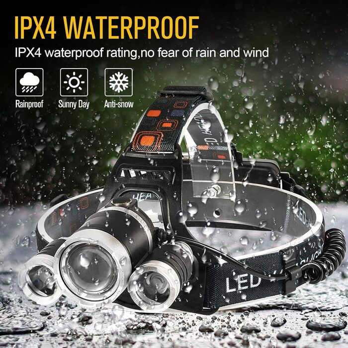 LED налобний ліхтар, 2 шт., перезаряжається, 230° широкий кут, 3 LED, датчик світла, водонепроникний, легкий. Ідеально для бігу, риболовлі та інших активностей. Білий світловий потік *2 (білий).