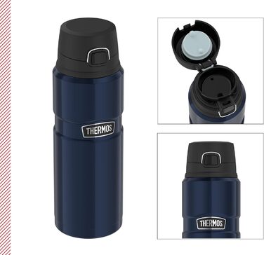 Термос Thermos Stainless King 0,7 л, нержавіюча сталь, синій, герметичний, зручна кришка, зберігає тепло 15 годин/холод 24 години, безпечний, BPA-free