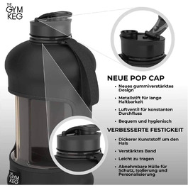 Гімнастична пляшка для води Gym Keg 2.2L з сумкою та ручкою. Спортивна пляшка для фітнесу, йоги, екологічна, BPA Free (Чорний Stealth)