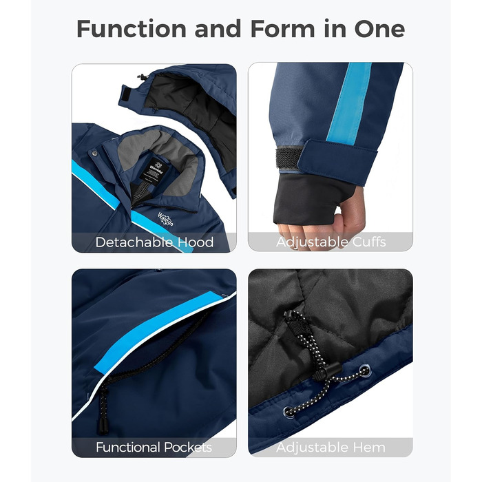 Жіноча куртка Wantdo: непромокаєма, з капюшоном, флісова, для гірськолижного спорту, віндфлейс, для активного відпочинку, зелена (XL, синій)