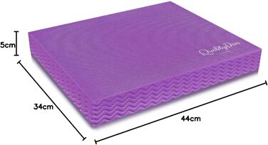Килимок для балансу з м'якої піни, 44x34x5 см, фіолетовий. Покращує координацію та стабільність, зміцнює м'язи кора. З електронним посібником.