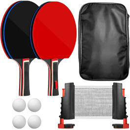Набір для настільного тенісу: 2 ракетки, 4 м'ячі, сітка та сумка. Професійний спортивний набір для гри в приміщенні та на вулиці
