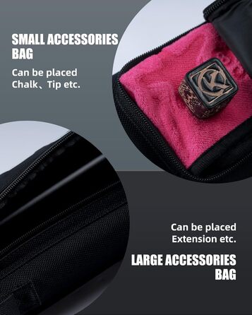 Кейс для більярду CRICAL, 2 x 2 жорсткі чохли для снукеру, з штучної шкіри/оксфордського канвасу (чорний)