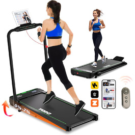 Біговий тренажер для дому з нахилом, Walking Pad 2.5HP, електричний складаний біговий тренажер 1-12 км/год, біговий стіл з пультом та додатком, LCD-дисплей, зелений