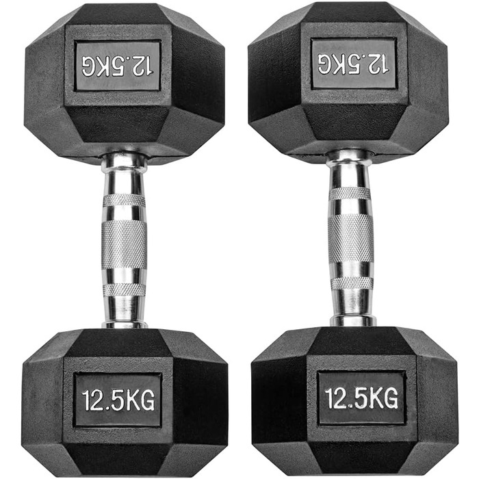 Гумові гантелі Hexagon Studio 25 кг (2x12,5 кг), чорні, для фітнесу