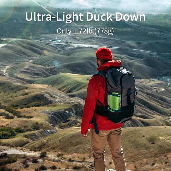 Спальник NewDoar Ultraleicht (Весна-Літо-Осінь) - Пір'яний, 400г, Синій - для Походів, Рюкзаків, Кемпінгу