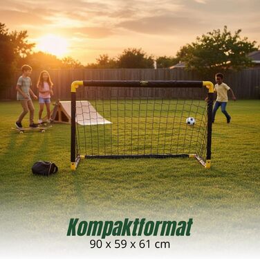 Ворота для футболу Umbro 90x59x61 см, складані, металеві, чорно-жовті, для дітей та дорослих, для тренувань вдома та на вулиці