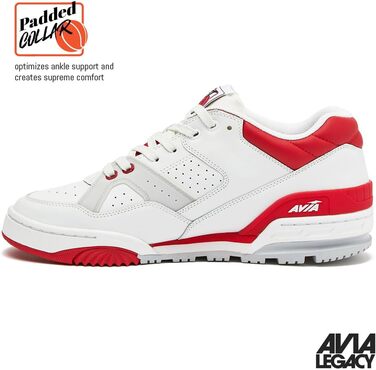 Баскетбольні кросівки Avia 855 чоловічі низькі, ретро стиль, для залу та вулиці, розмір 7-15 (44/46 EU), біло-червоні